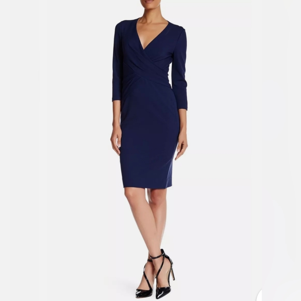 Diane Von Furstenberg Navy Wrap Sheath Dress